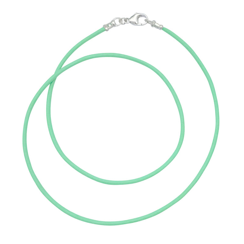 Sterling Silver 1.8mm Fine Mint Green Leather Cord Necklace