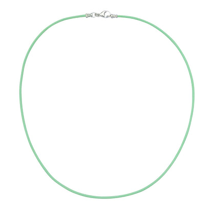 Sterling Silver 1.8mm Fine Mint Green Leather Cord Necklace