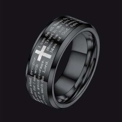Christian Lord's Prayer Tungsten Carbide Band Ring for 8mm