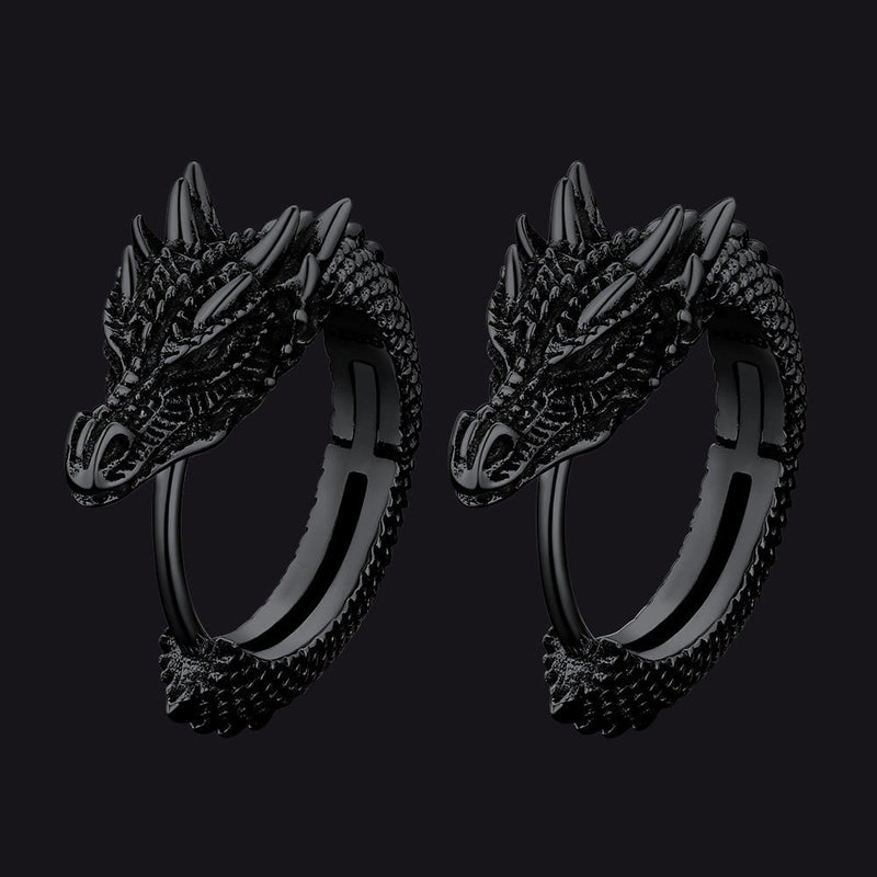 Punk Small Dragon Hoop Earrings for