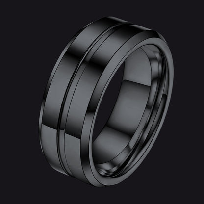 Grooved Tungsten Carbide Wedding Band Ring for 8mm