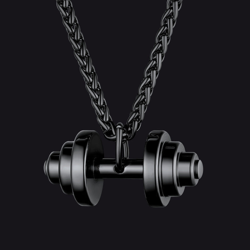 Fitness Dumbbell Pendant Necklace for