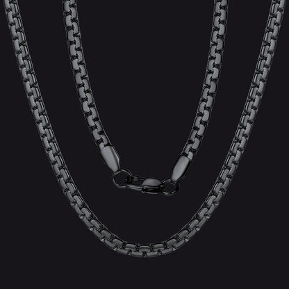 Flat Box Link Chain Stainless Steel Necklace for