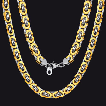 Byzantine Link Chain Stainlss Steel Necklace for