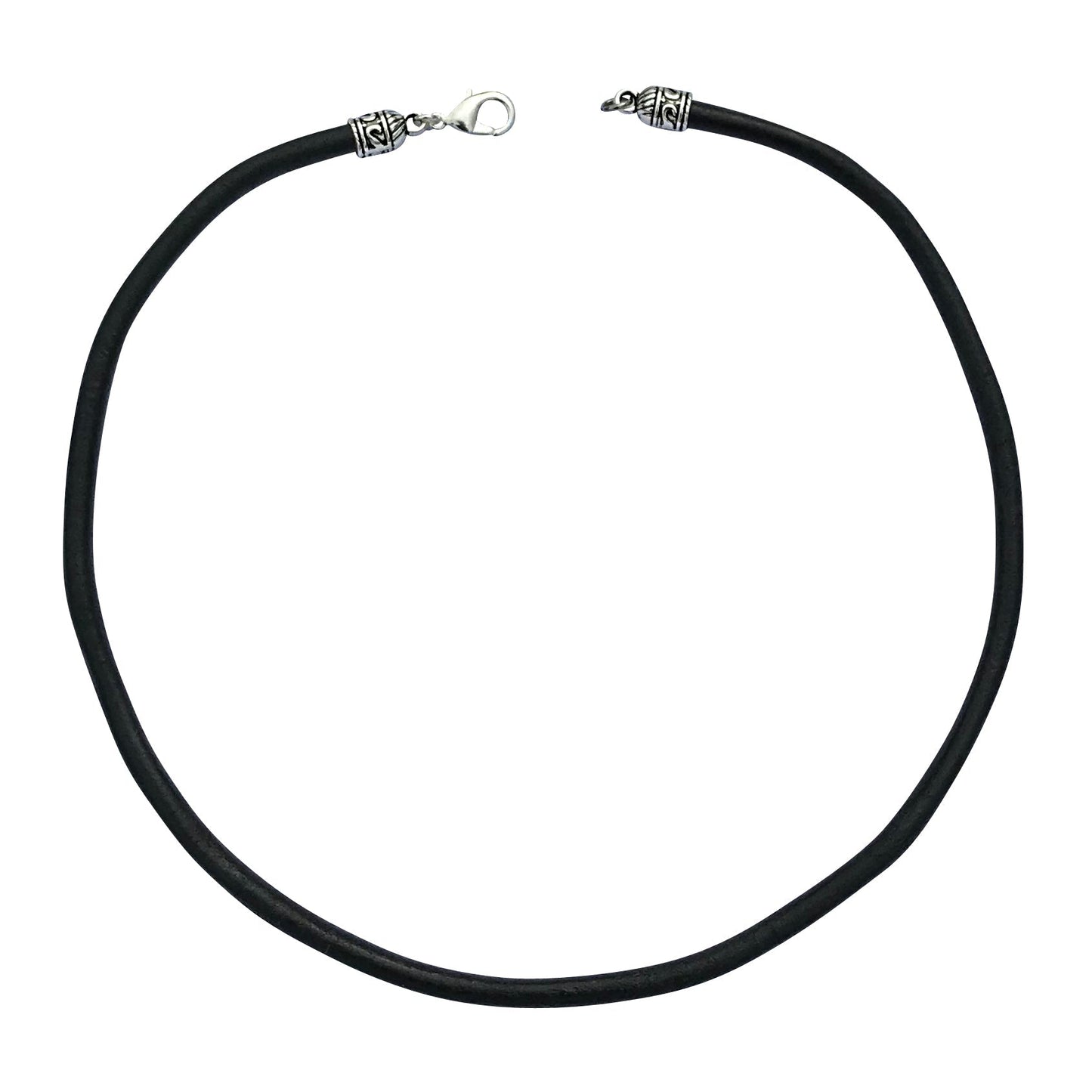 Extra Thick 5mm Wide Black Leather Cord Silver Necklace