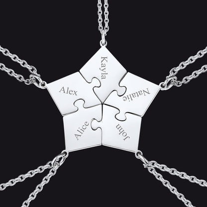 Custom Puzzle Piece Matching Necklaces Set for Bff Family