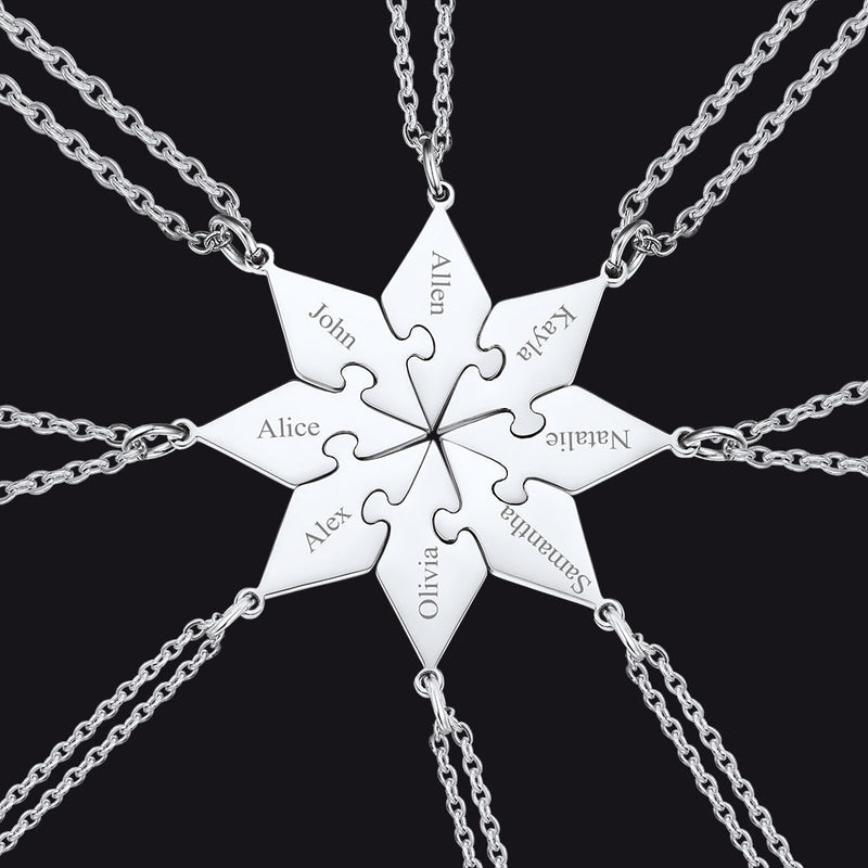 Custom Puzzle Piece Matching Necklaces Set for Bff Family