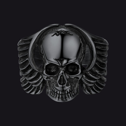 Gothic Cool Wings Skull Stainless Steel Ring for