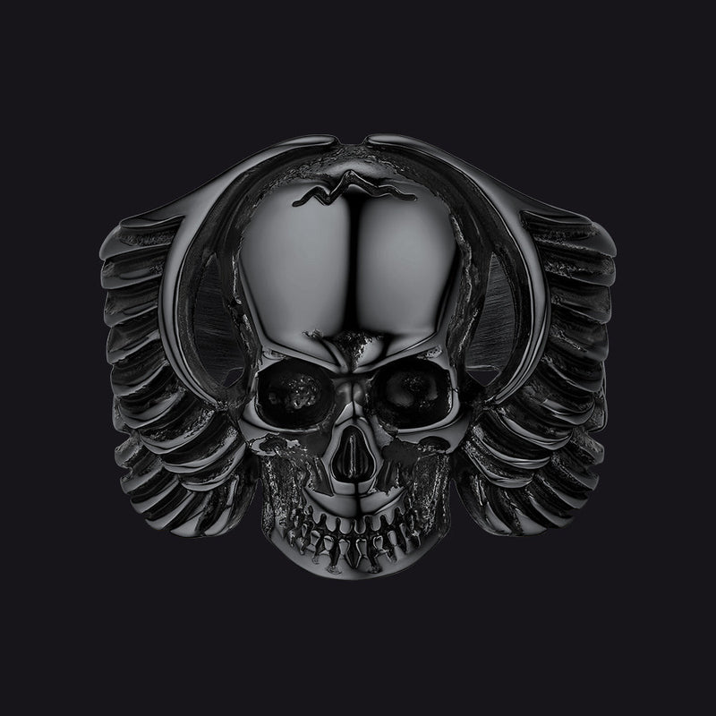 Gothic Cool Wings Skull Stainless Steel Ring for