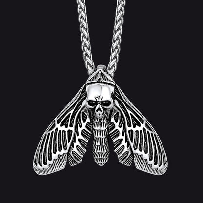 Cool Gothic Skull Moth Necklace for