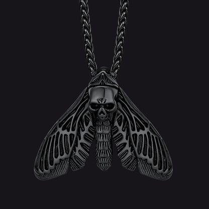 Cool Gothic Skull Moth Necklace for
