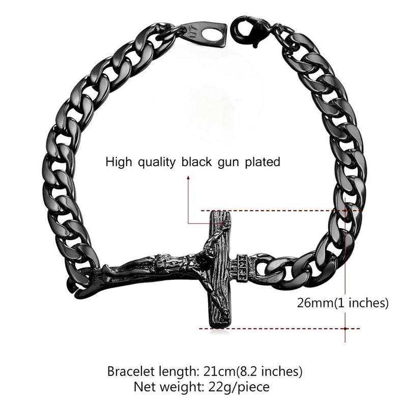 Christian Cross Cuban Chain Bracelet Gift for My Son Grandson