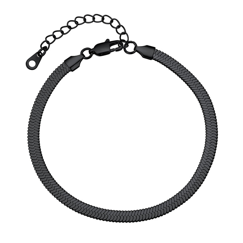 Stainless Steel Flat Snake Chain Anklet Bracelet for