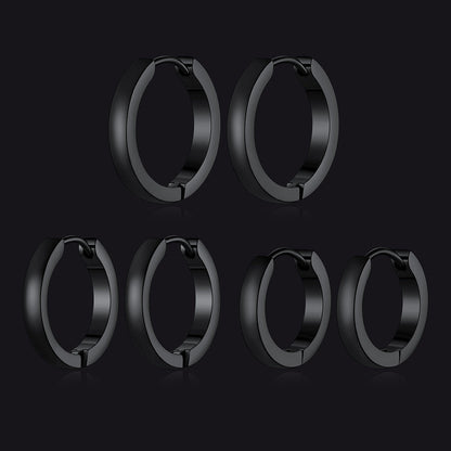 Classic Stainless Steel Huggie Hoop Earrings Set for 3 Piece