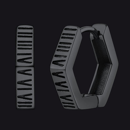 Roman Numerals Hexagon Hoop Earrings for