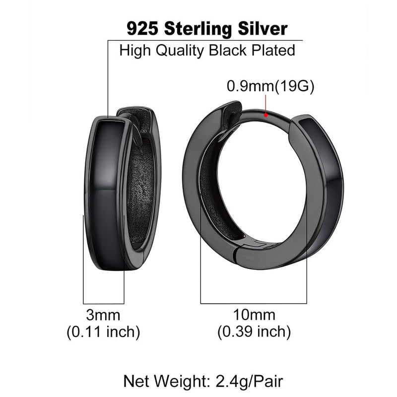 Huggie Hoop Earrings for & ��� 925 Sterling Silver, 10mm