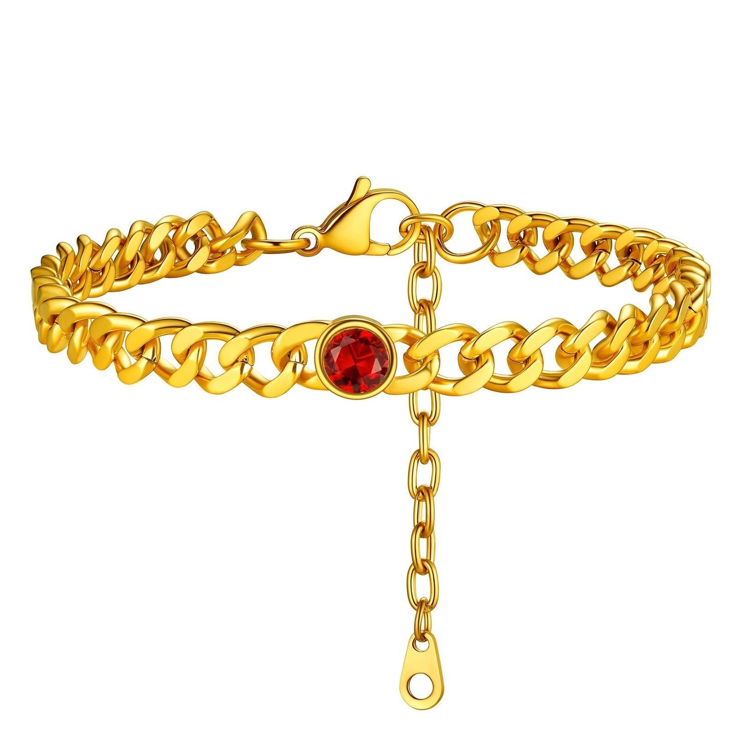 Personalized Birthstone Cuban Link Anklet for