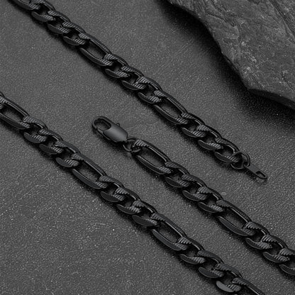 Figaro Curb Chain Link Necklace, 6/7.5/10 Mm Width