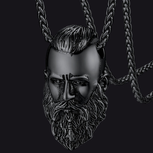 Flash Nordic Viking Head Necklace Amulet Jewelry for
