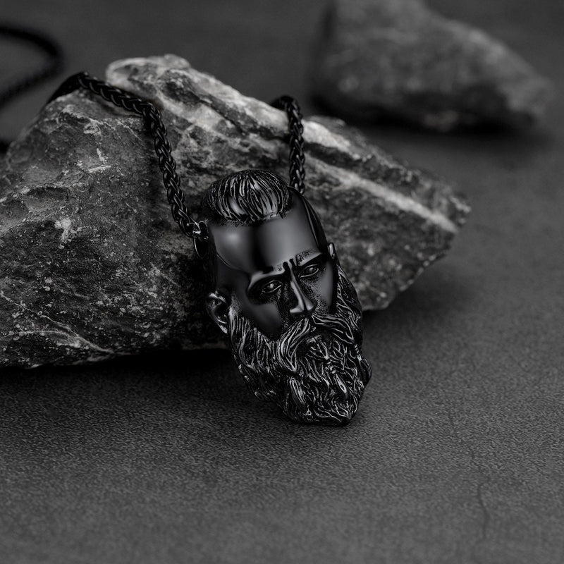 Flash Nordic Viking Head Necklace Amulet Jewelry for