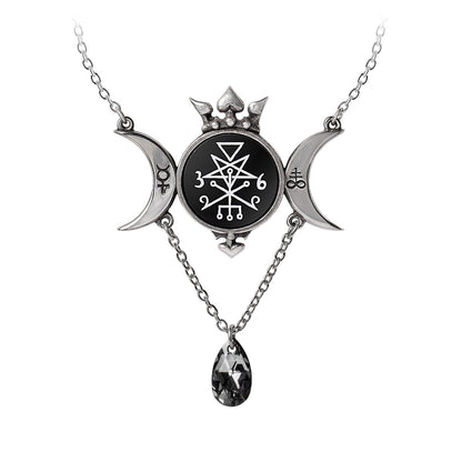 Wycca Queen Crystal Moon Goddess Pendant Necklace by Alchemy Gothic
