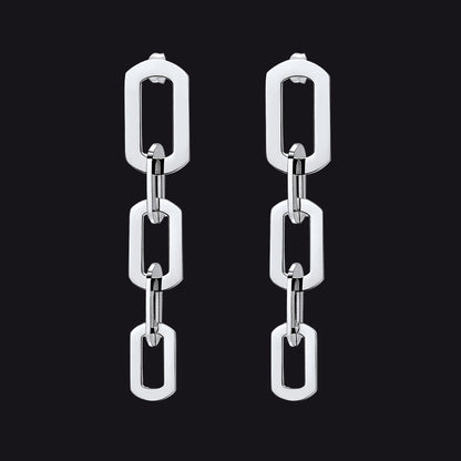 Street Style Long Cuban Link Chain Dangle Earring for Girl