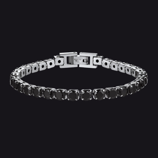 Cz Black Diamond Cut Tennis Chain Bracelet for , 3/5mm Width