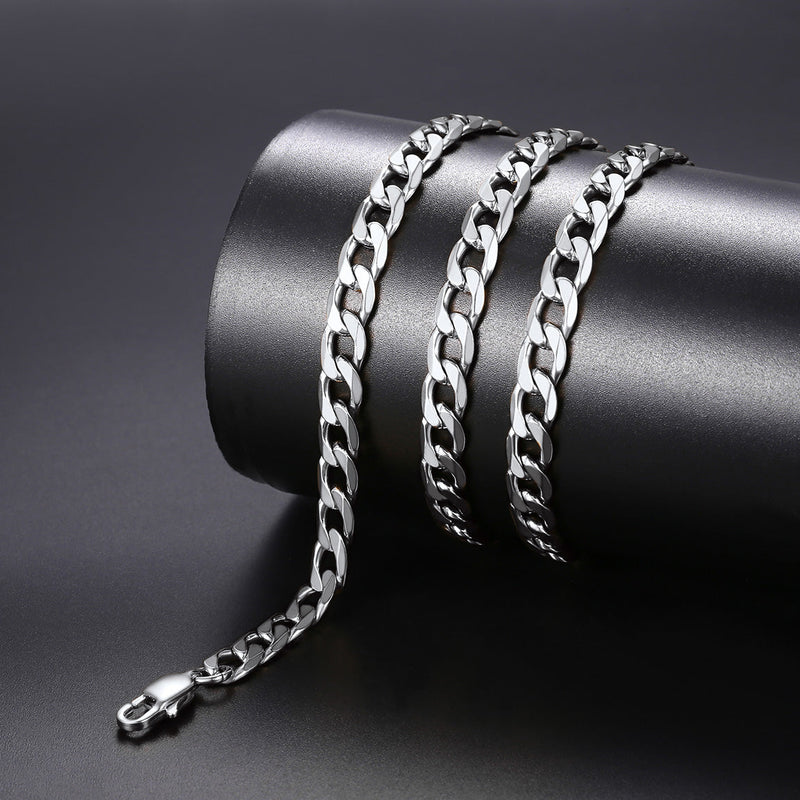 Cuban Curb Chain & Thor's Hammer Layered Necklaces Set for