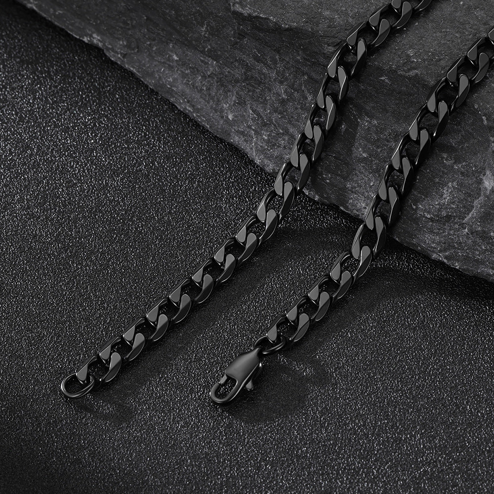 Cuban Chain & Joshua 1:9 Dog Tag Necklace Set for