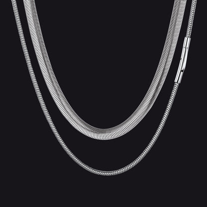 2mm Thin & 8mm Bold Snake Chain Set for