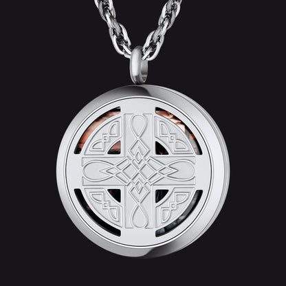 Custom Picture Celtic Knot Cross Locket Aromatherapy Essential Oil Necklaces for