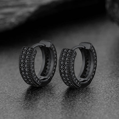 Chunky Diamond Hoop Huggie Earrings for in Sterling Silver
