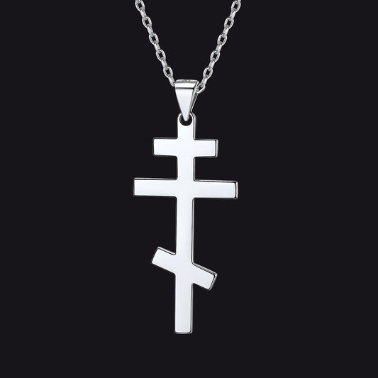 Sterling Silver Russian Orthodox Cross Necklace