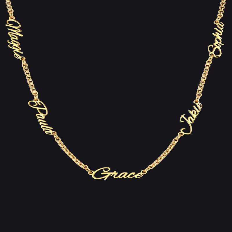 Personalized Multi Name Box Chain Necklace , Custom Mothers Day Presents
