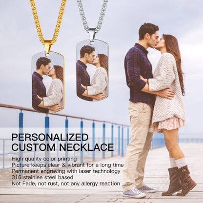 Personalized Photo Dog Tag Pendant Picture Necklace for