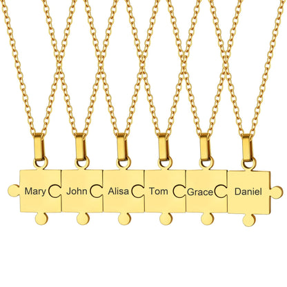 Custom Puzzle Piece Matching Pendant Necklaces Set for Family Best Friends