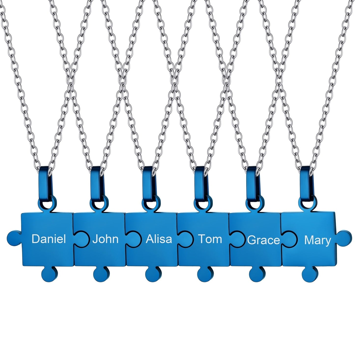Custom Puzzle Piece Matching Pendant Necklaces Set for Family Best Friends