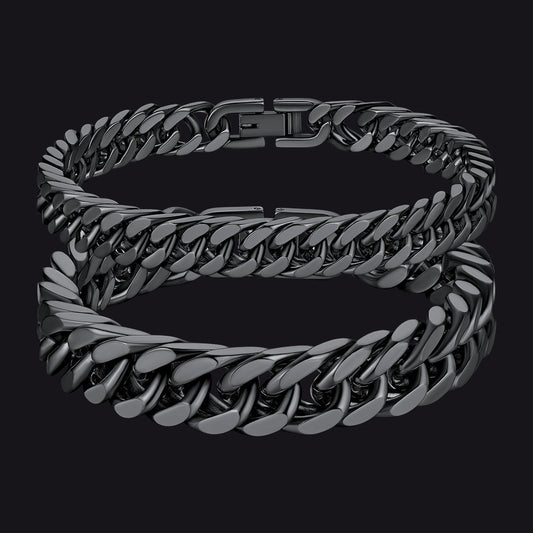 Cuban Link Chain Bracelets Set for Couple, 8/12mm Width