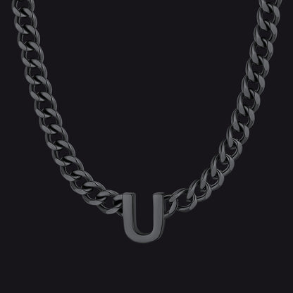 7mm Custom Initial Letter Cuban Link Chain Necklace for