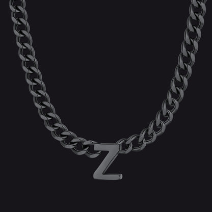 7mm Custom Initial Letter Cuban Link Chain Necklace for