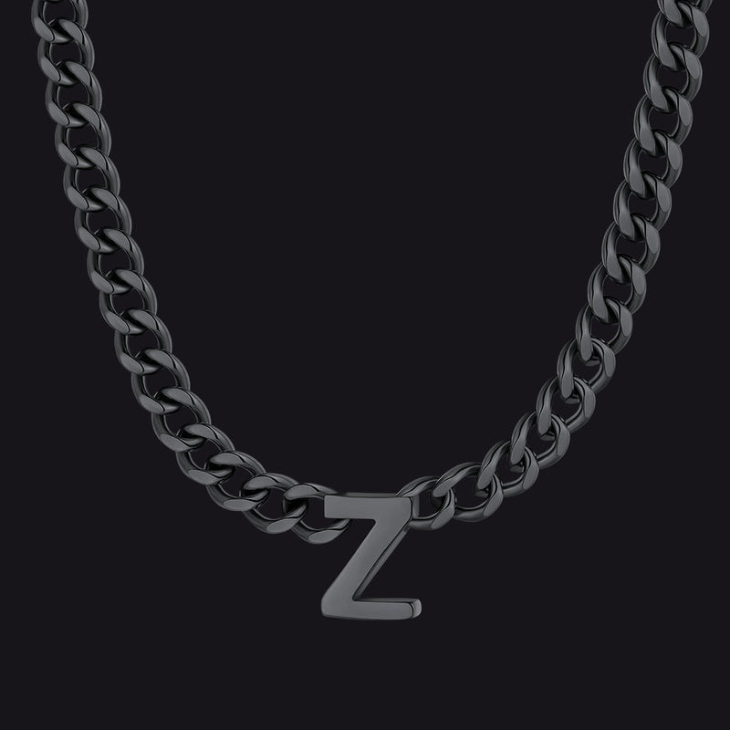 7mm Custom Initial Letter Cuban Link Chain Necklace for