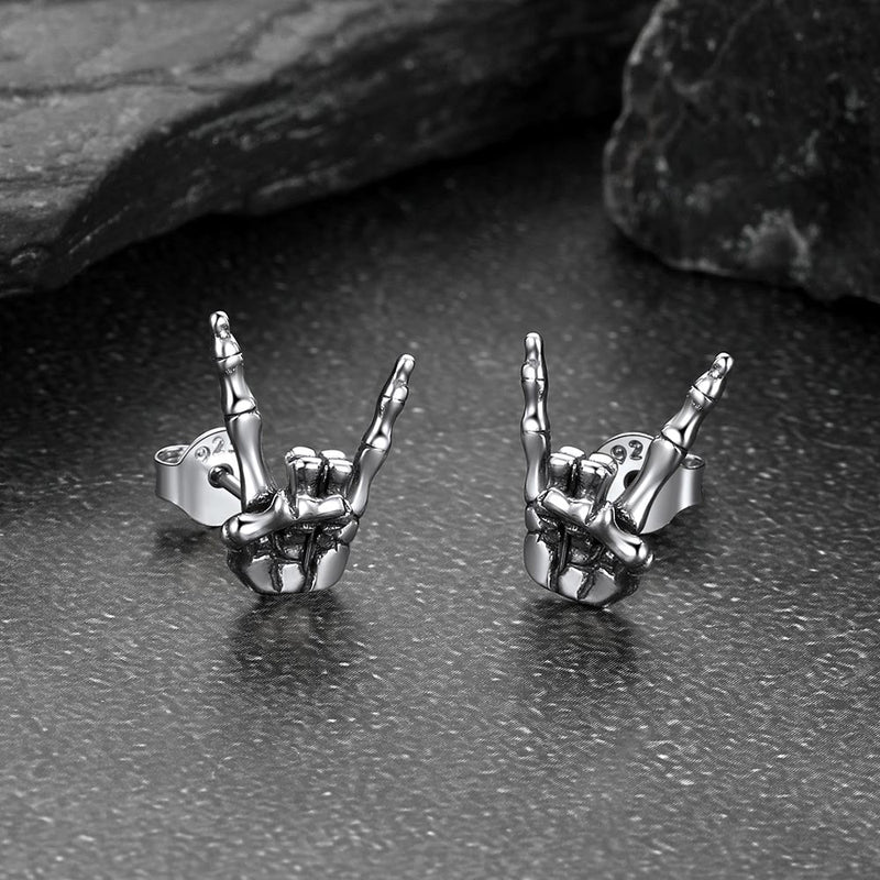 Skeleton Hand Stud Earrings for ��� 925 Sterling Silver Gothic Earrings