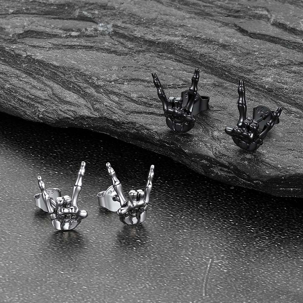 Skeleton Hand Stud Earrings for ��� 925 Sterling Silver Gothic Earrings
