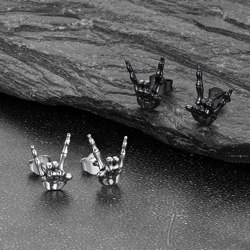 Skeleton Hand Stud Earrings for ��� 925 Sterling Silver Gothic Earrings