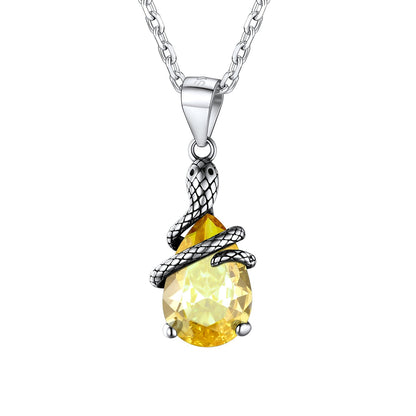 Crystal Snake Wrap Clear Quartz Birthstone Necklace
