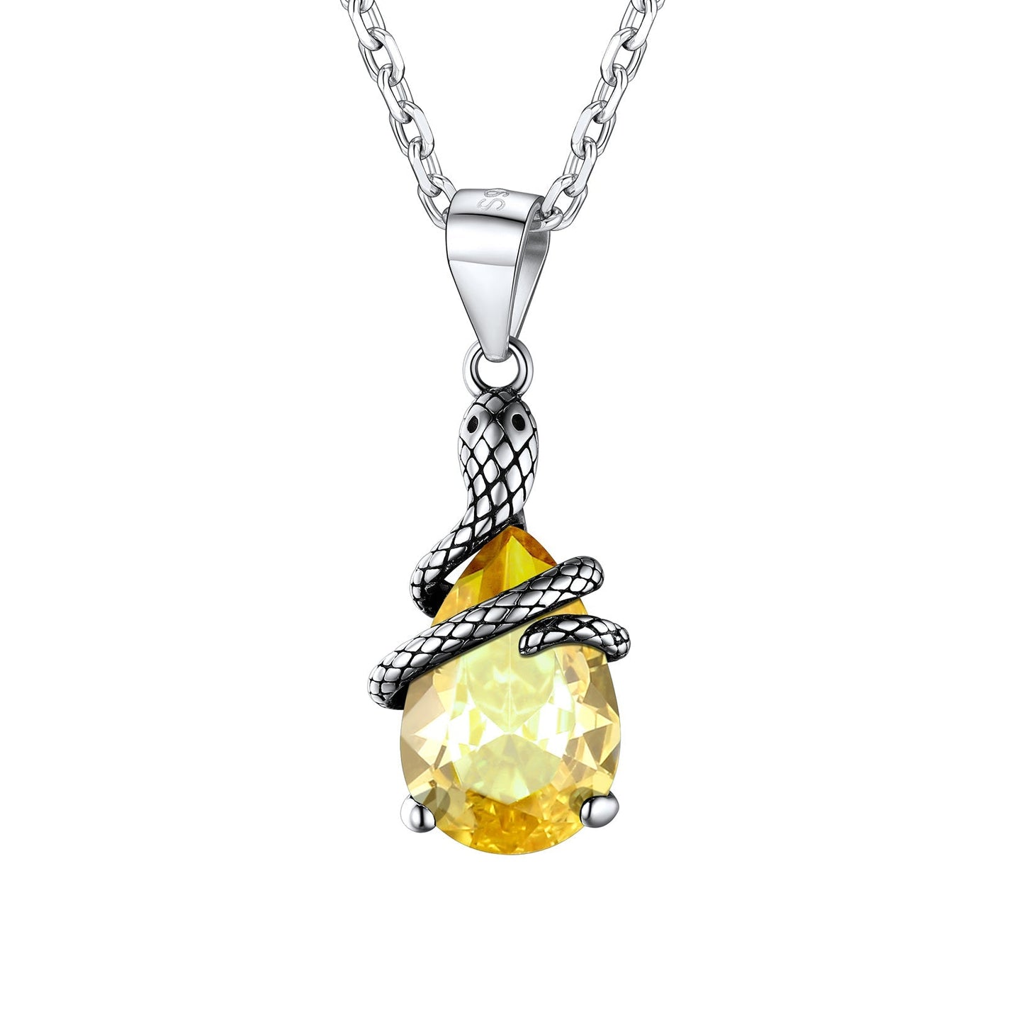 Crystal Snake Wrap Clear Quartz Birthstone Necklace