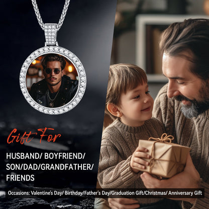Sterling Silver Customized Cz Picture Necklace Memorial Pendant for