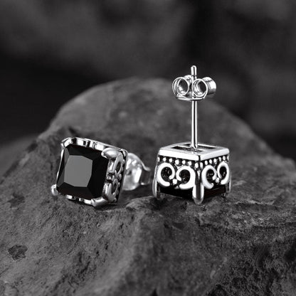 Celtic Diamond Stud Earrings in Sterling Silver for