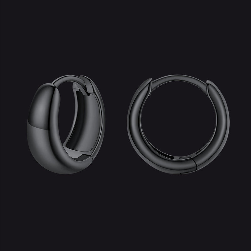 Simple Sterling Silver Thick Huggie Hoop Earrings for
