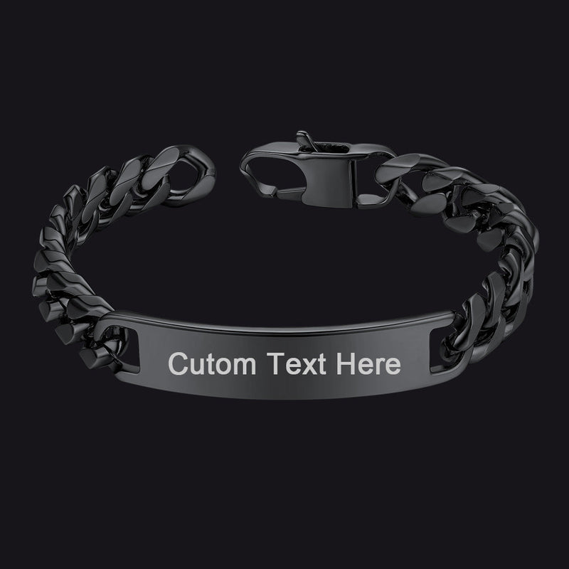 Customized Engraved Id Bar Cuban Chain Link Bracelet for